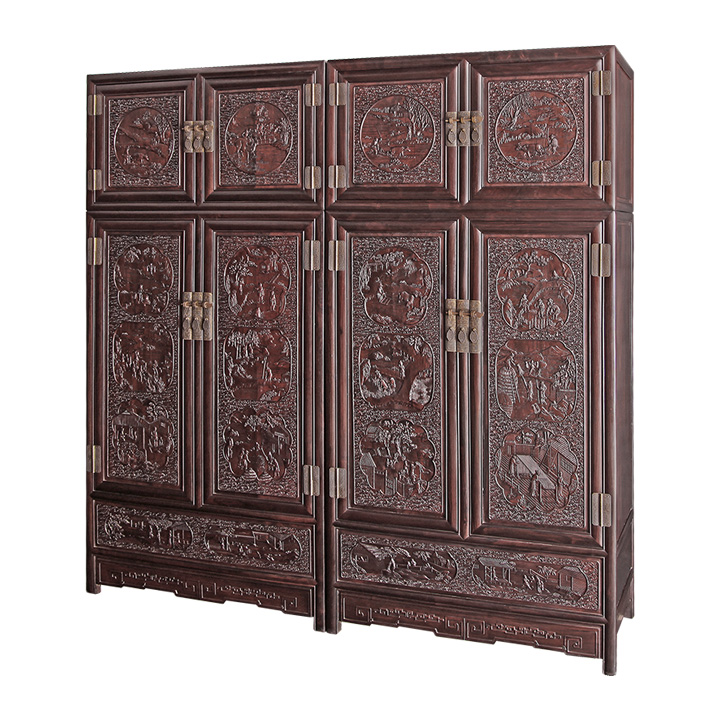 渔樵耕读顶箱柜